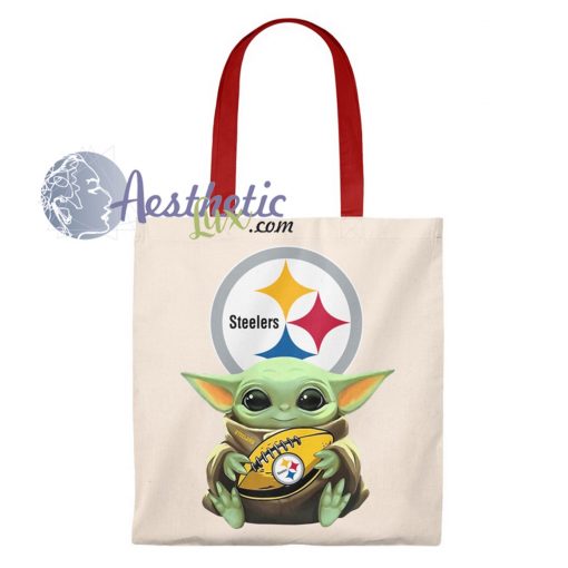 Cute Baby Yoda Steelers Vintage Tote Bag