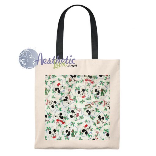Disney Mickey Mouse Christmas Pattern Vintage Tote Bag