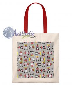 Mickey And Minnie Mouse Pattern Vintage Tote Bag