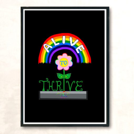 Alive To Thrive Rainbow Flower Modern Poster Print