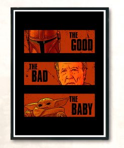 Baby Yoda Good Bad The Mandalorian Vintage Wall Poster