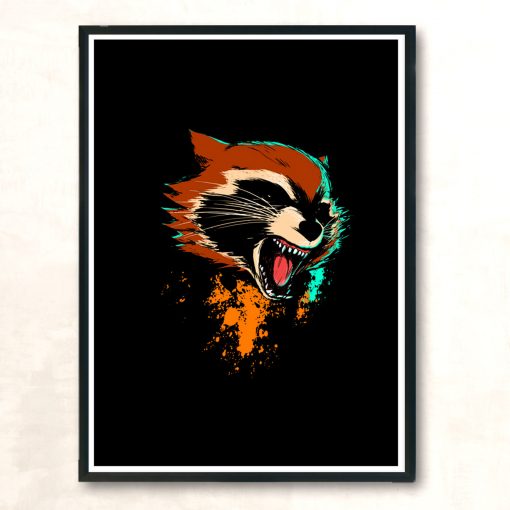Badass Raccoon Modern Poster Print