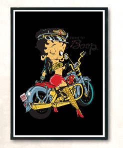 Betty Boop Biker Cartoon Vintage Wall Poster