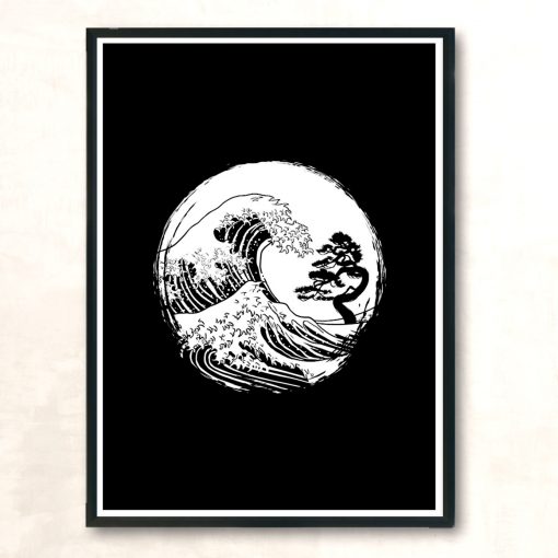 Bonsai Wave White Modern Poster Print