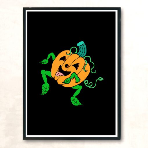 Dancing Joyful Pumpkin Pup Modern Poster Print