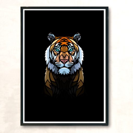 Frontal Tribal Tiger Modern Poster Print