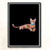 Ginger Cat With Teal Bow Tie Modern Poster Print