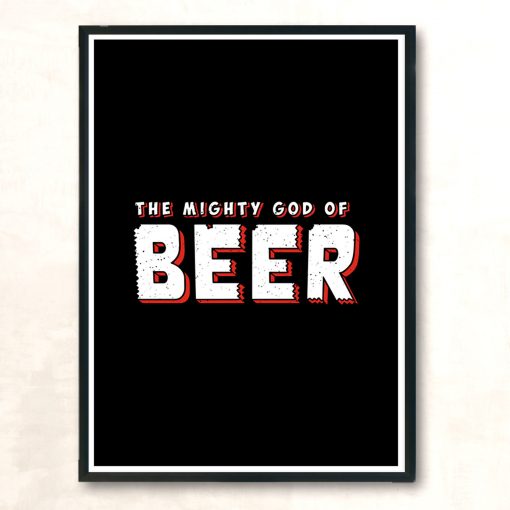 God Of Beer Logo White Modern Poster Print