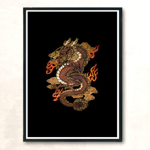 Golden Dragon Modern Poster Print