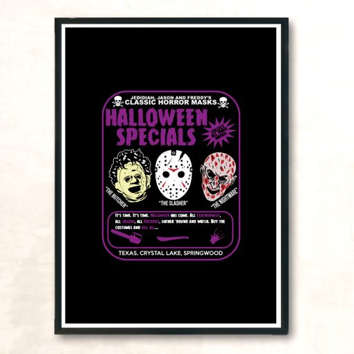 Halloween Specials 80s Horror Masks Modern Poster Print