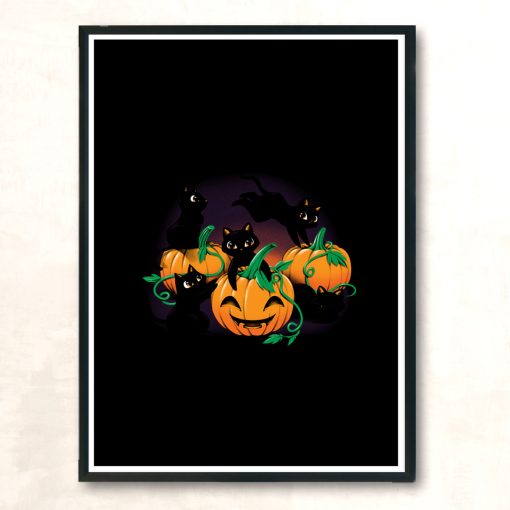 Hello Cat Halloween Modern Poster Print