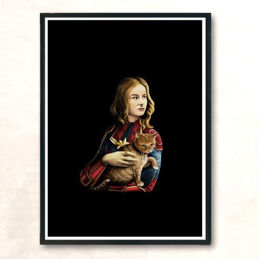Heroine With A Cat Modern Poster Print
