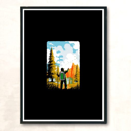 Hiking Recharging In Nature Outdoor Battery Modern Poster Print