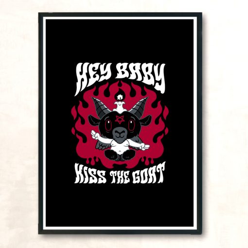 Kiss The Goat Baphomet Creepy Cute Goth Ghost Modern Poster Print