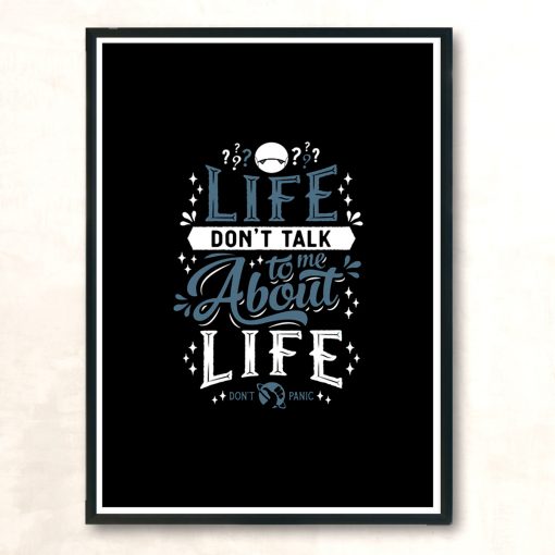 Life Hitchhikers Quote Typography Sci Fi Dont Panic Modern Poster Print