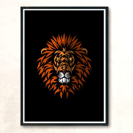 Lion Face Tribal Modern Poster Print