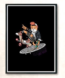 Skateboard Cat Modern Poster Print