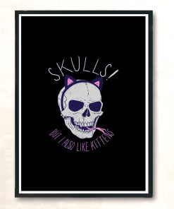 Skulls And Kittens Modern Poster Print