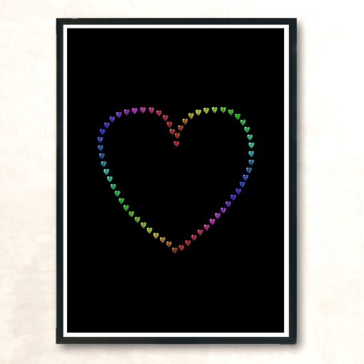 Sparkle Rainbow Heart Silhouette Modern Poster Print