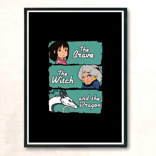 The Brave The Witch And The Dragon Modern Poster Print