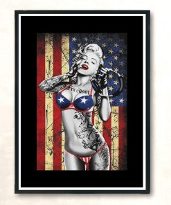 Vintage Marilyn Monroe Bikini American Flag Vintage Wall Poster