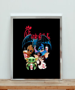 Chick Fil A Baby Yoda Baby Groot And Toothless Stitch Gizmo 90s Aesthetic Wall Poster