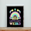 Let's Get Weird Alien Pizza Rainbow Aesthetic Wall Poster