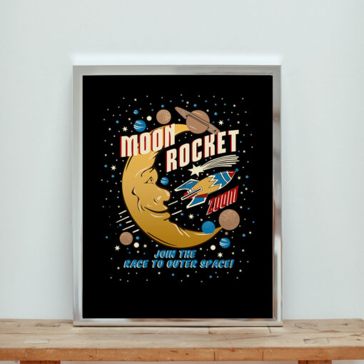 Moon Rocket Aesthetic Wall Poster