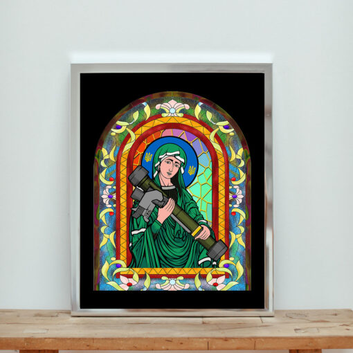 Saint Javelin Stained Glass Aesthetic Wall Poster