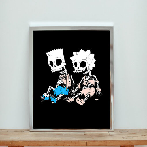 The Simpsons Bart And Lisa Skeletons Aesthetic Wall Poster